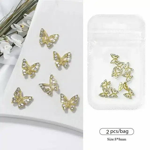 Gold Butterfly Nail Charms (Pack Of 2 Pcs)