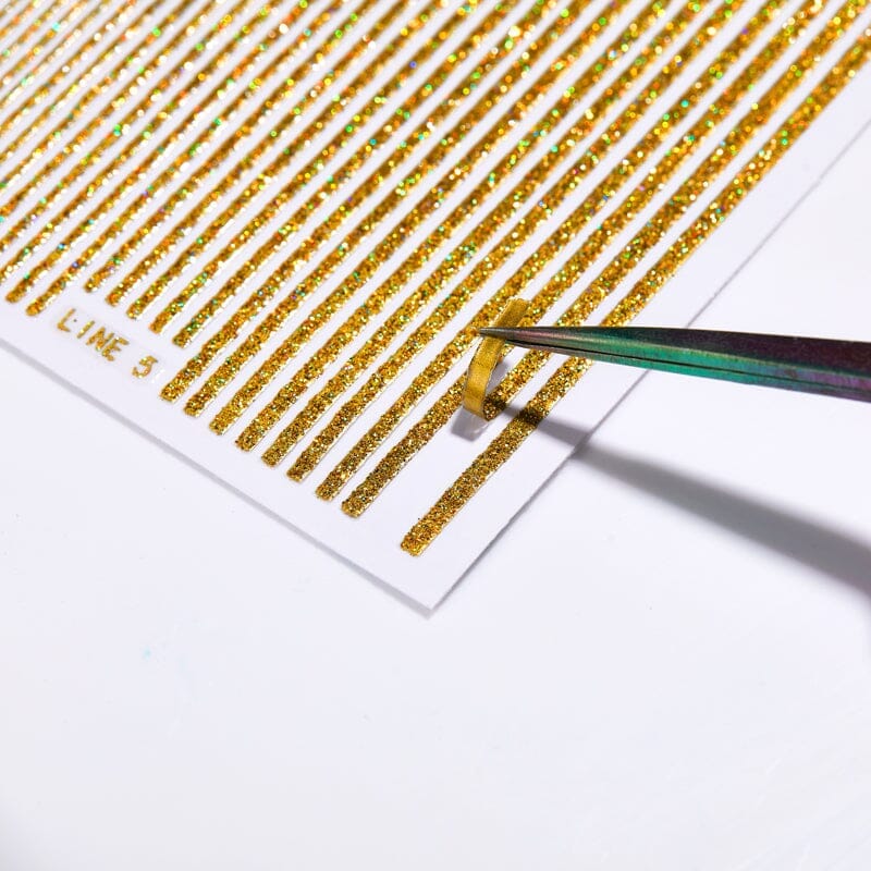 Gold Holographic Glitter Stripes Sticker Sheet