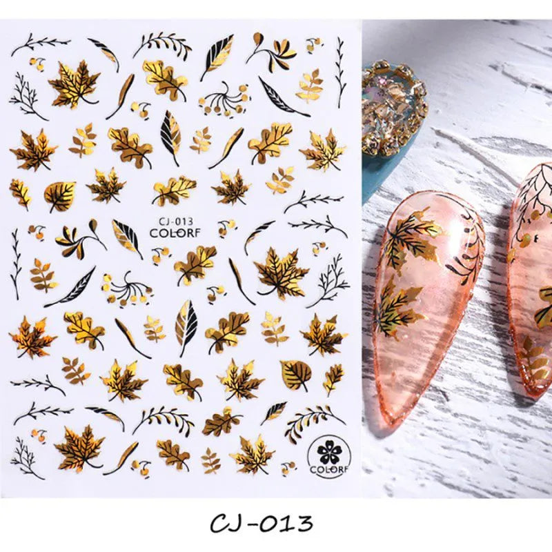 Gold Holographic Sticker Sheets (Leaves CJ-013)