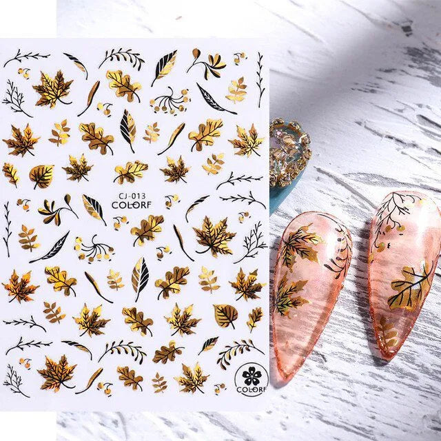 Gold Holographic Sticker Sheets (Leaves CJ-013)