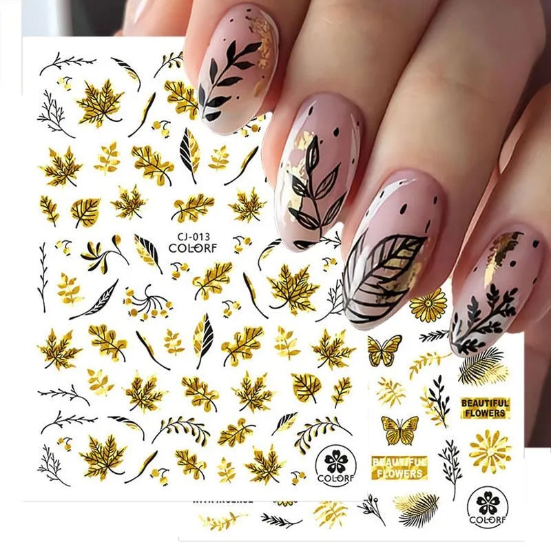 Gold Holographic Sticker Sheets (Leaves CJ-013)