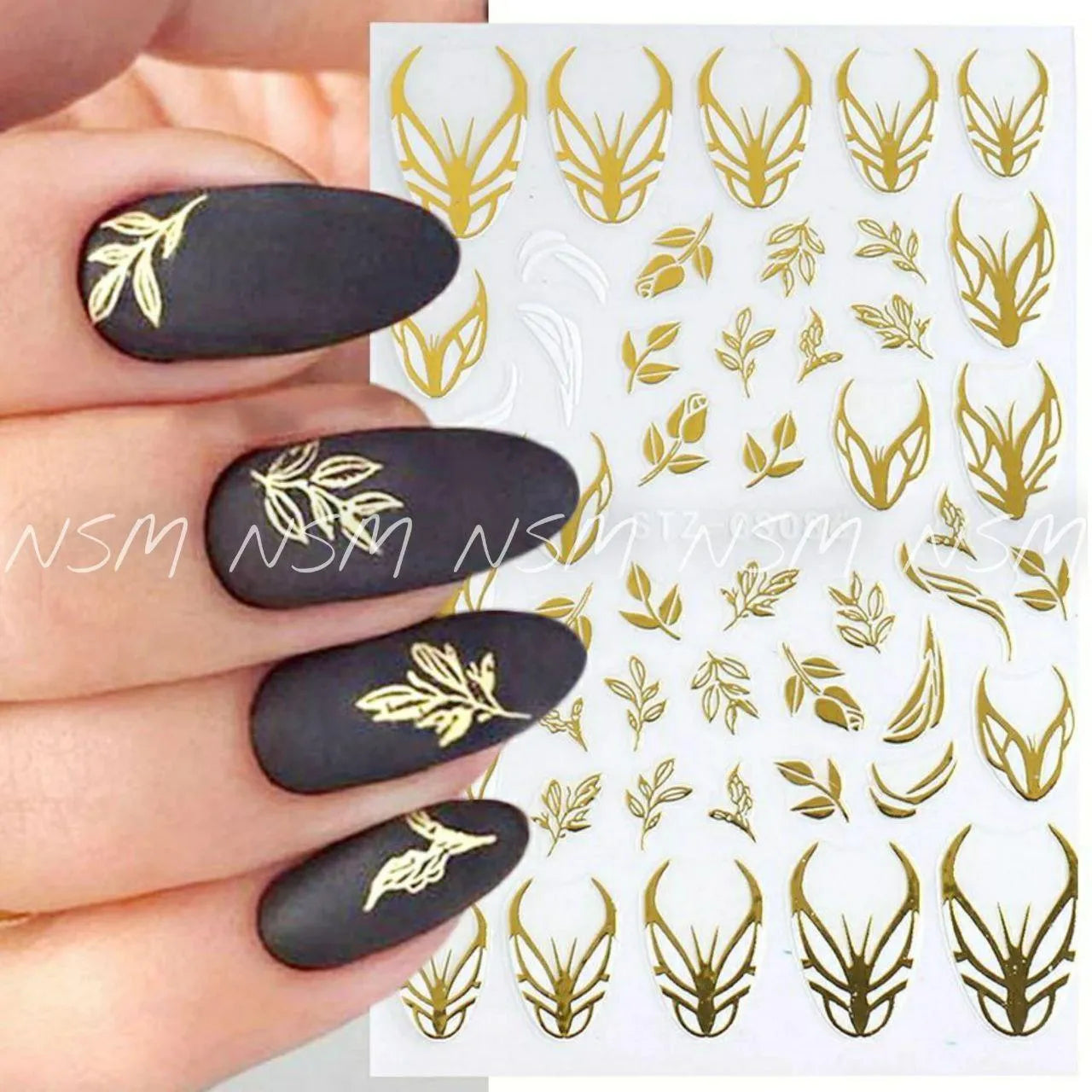 Gold Roses, Butterflies And Leaves 3D Sticker Sheets (JO-1583)