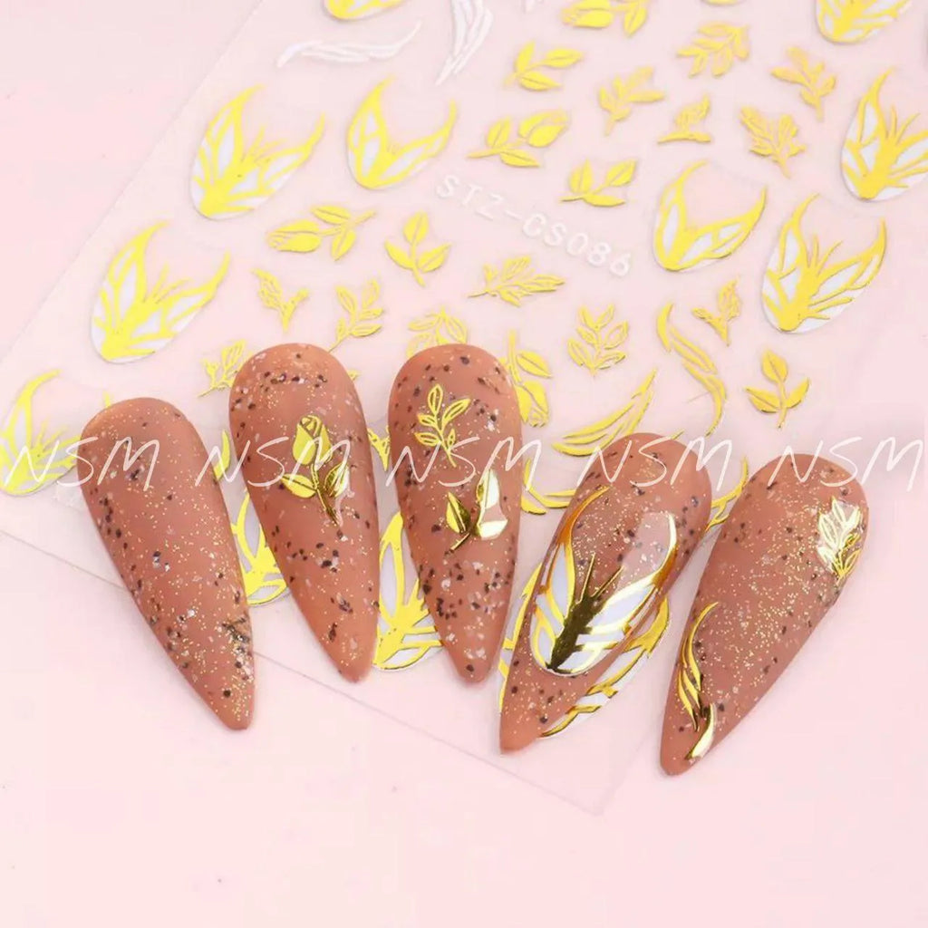 Gold Roses, Butterflies And Leaves 3D Sticker Sheets (JO-1583)