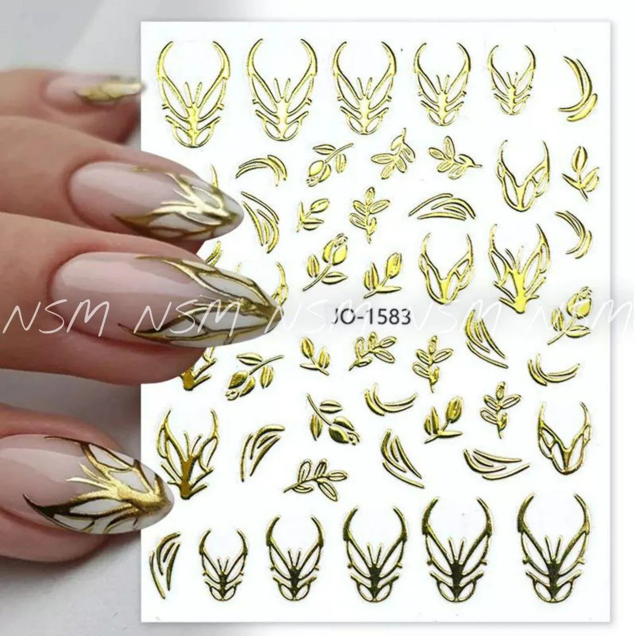 Gold Roses, Butterflies And Leaves 3D Sticker Sheets (JO-1583)