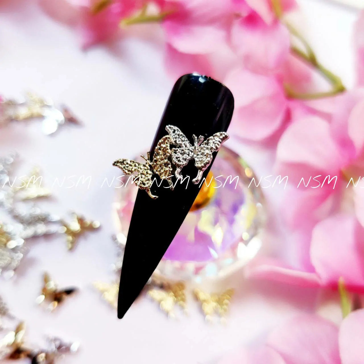 Gold and Silver Butterfly Nail Charms (Pack of 30 Pc)