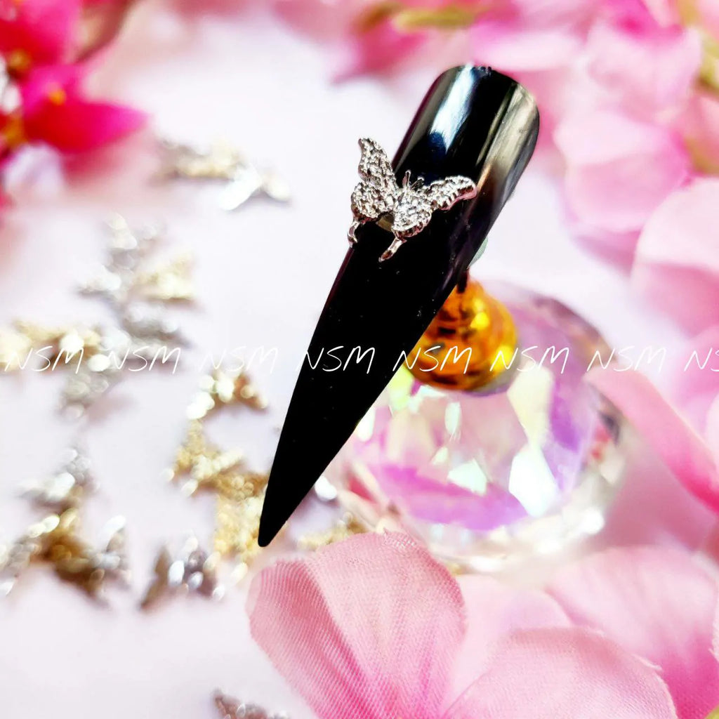 Gold and Silver Butterfly Nail Charms (Pack of 30 Pc)