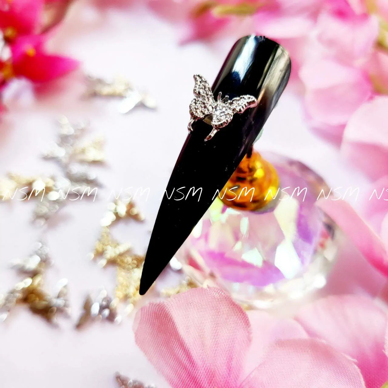 Gold and Silver Butterfly Nail Charms (Pack of 30 Pc)