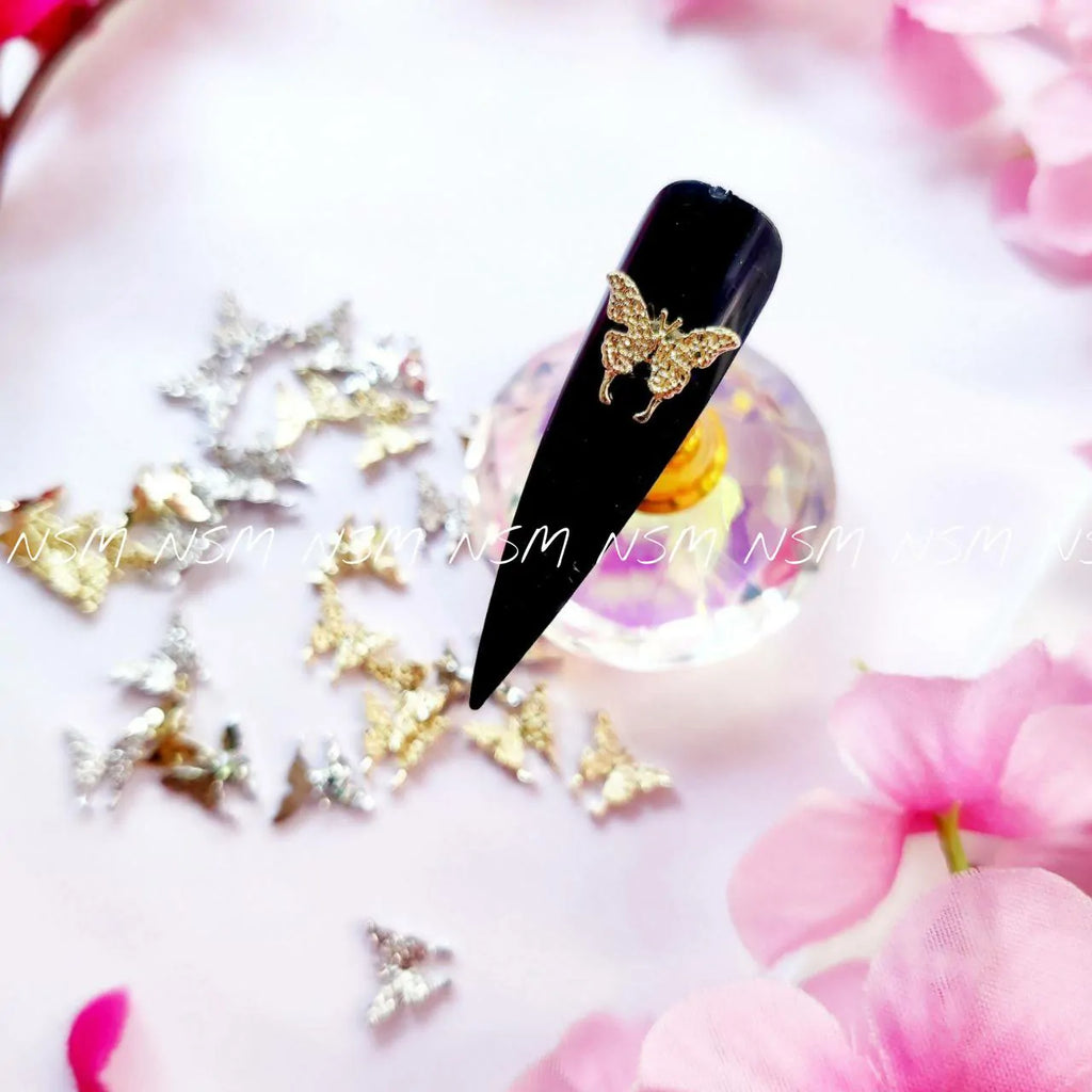 Gold and Silver Butterfly Nail Charms (Pack of 30 Pc)