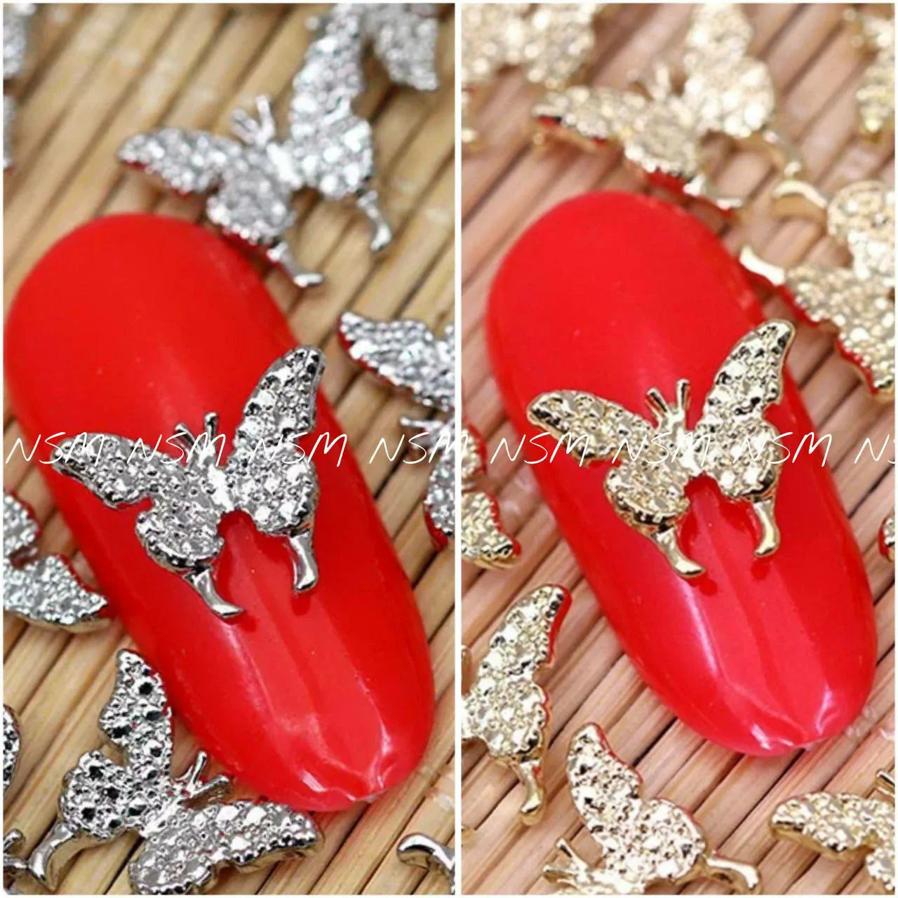 Gold and Silver Butterfly Nail Charms (Pack of 30 Pc)
