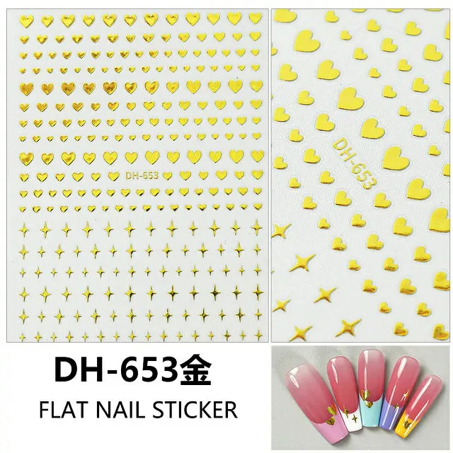 Golden Hearts And Stars Nail Stickers (DH-653)