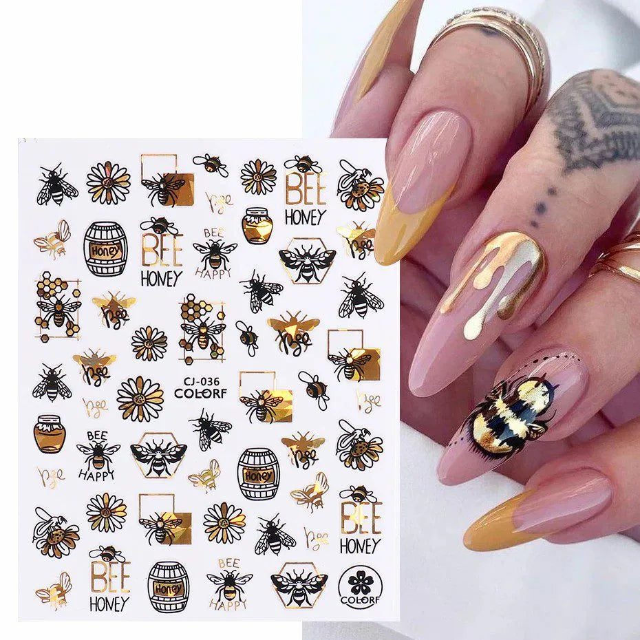 Golden Holographic Sticker Sheets (HoneyBee CJ-036)