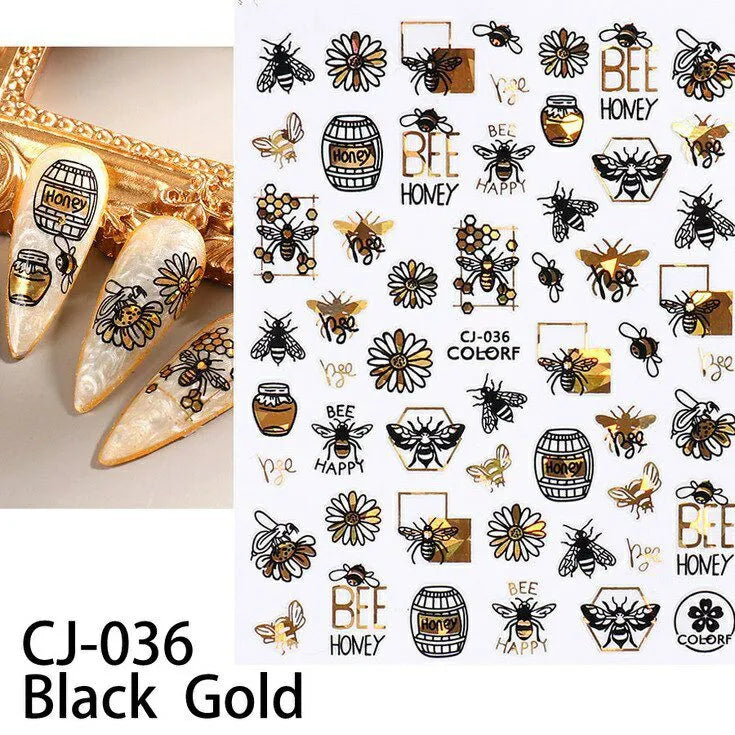 Golden Holographic Sticker Sheets (HoneyBee CJ-036)