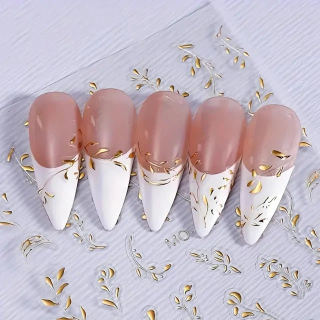 Golden Jade Leaf 3D Nail Stickers Sheet (MO-392)
