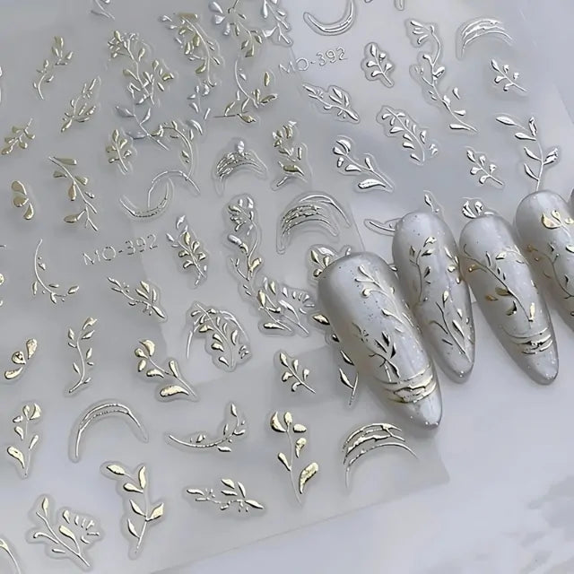Golden Jade Leaf 3D Nail Stickers Sheet (MO-392)