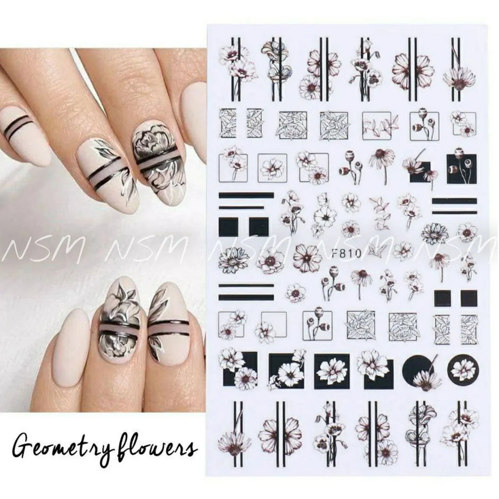 Gothic Abstract And Flower Print Stickers Sheet (F810)