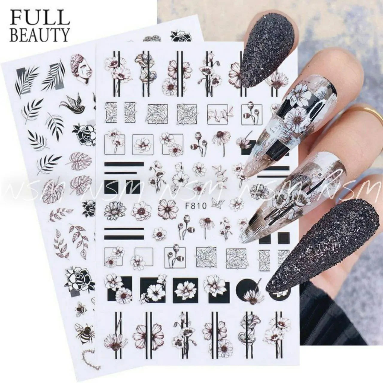 Gothic Abstract And Flower Print Stickers Sheet (F810)