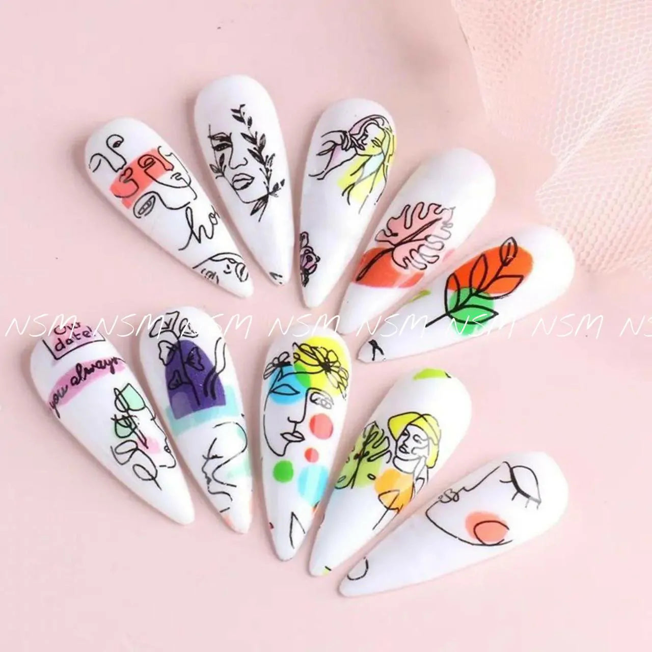 Abstract Graffiti Lady Face Design Transfer Foil (Set of 10 Without Box)