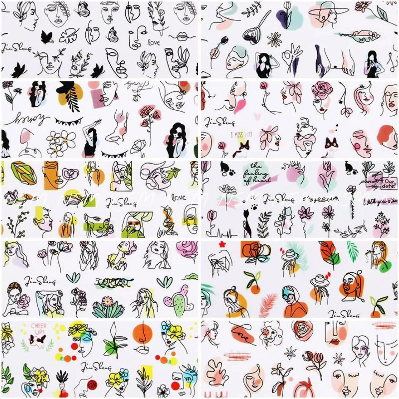 Abstract Graffiti Lady Face Design Transfer Foil (Set of 10 Without Box)