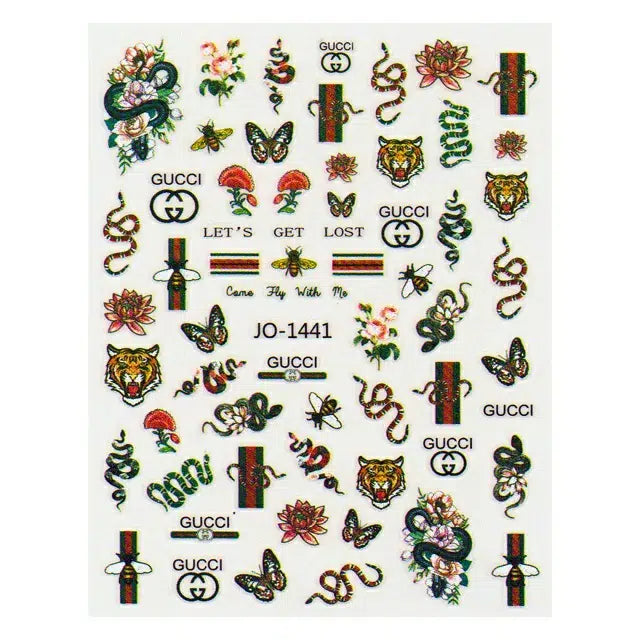 Gucci Jungle Themed Nail Stickers Sheet (JO-1441)