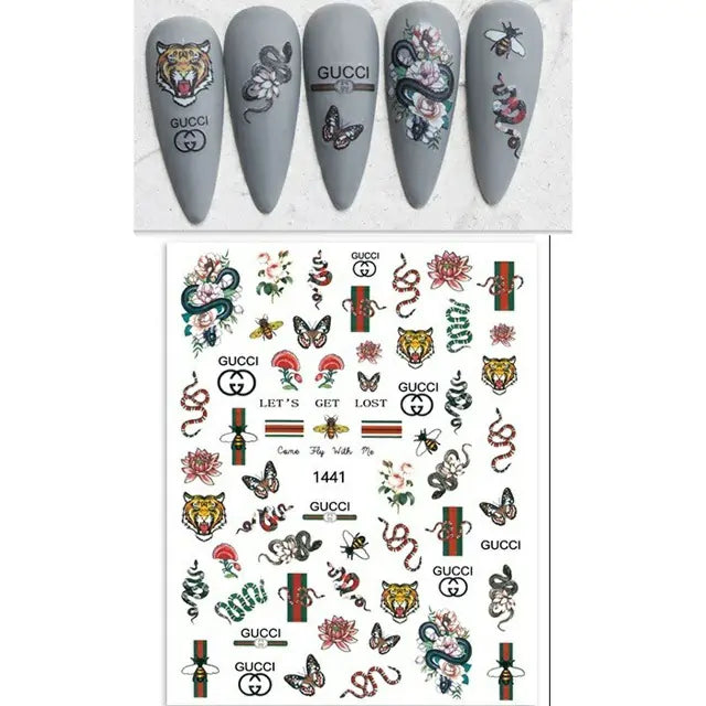 Gucci Jungle Themed Nail Stickers Sheet (JO-1441)