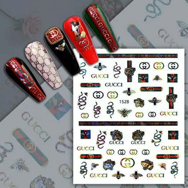 Gucci, Snakes And Honey Bees Brand Nail Art Sticker Sheets (JO-1528)