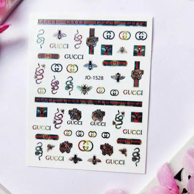 Gucci, Snakes And Honey Bees Brand Nail Art Sticker Sheets (JO-1528)