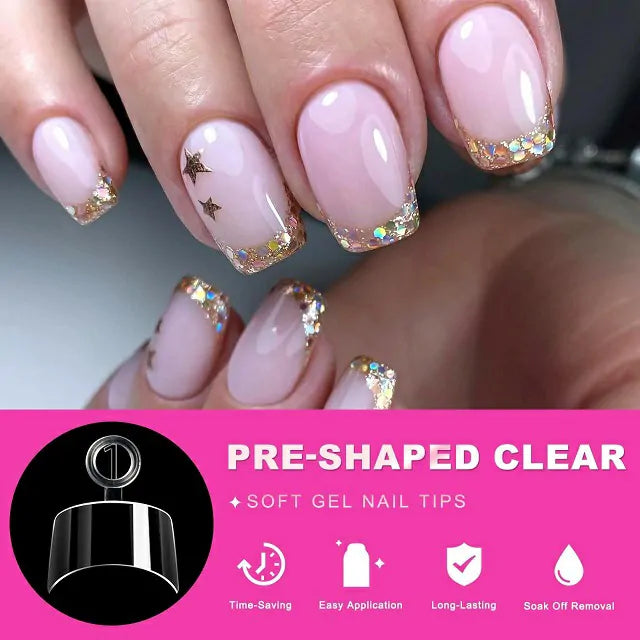 Half Cover Short Square Soft Gel Nail Tips (600 Pcs Box)