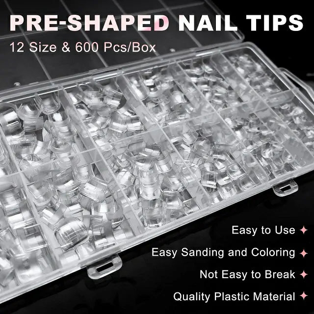Half Cover Short Square Soft Gel Nail Tips (600 Pcs Box)