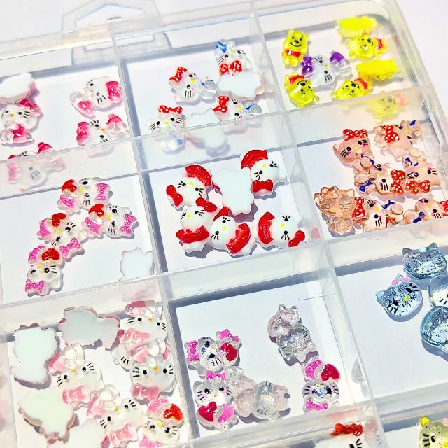 Hello Kitty And Pooh Nail Charms Box