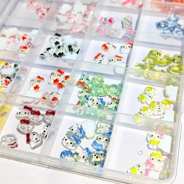 Hello Kitty And Pooh Nail Charms Box