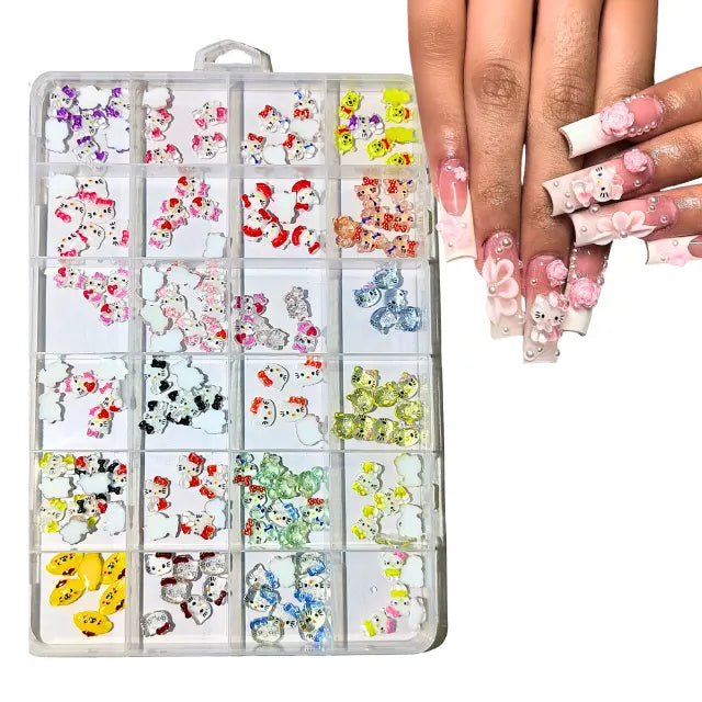 Hello Kitty And Pooh Nail Charms Box
