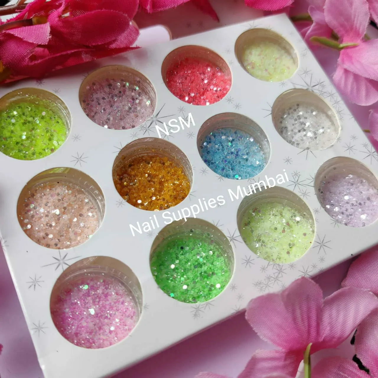 Pastel Shades Glitters And Mylars (Set Of 12 Colors)