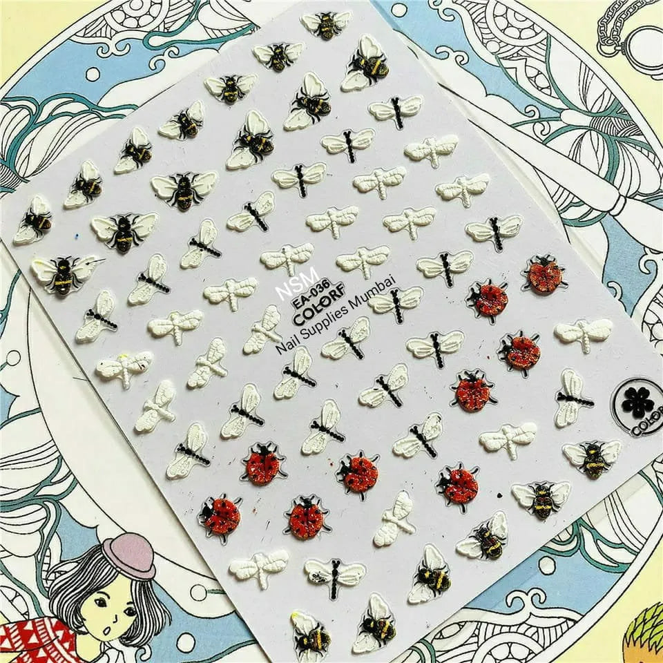 Honey Bees And Butterflies 3D Sticker Sheets (EA-035)