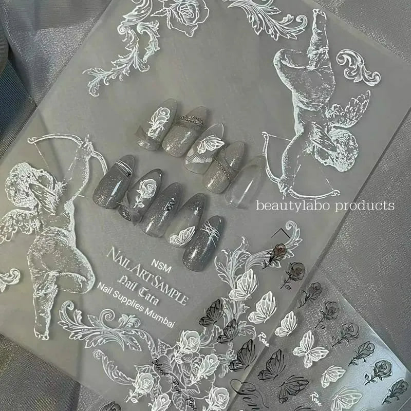 Flowers And Butterflies 5D Nail Art Stickers Sheet