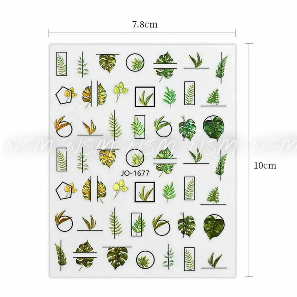 Wild Greenery Nail Stickers Sheet (JO-1677)