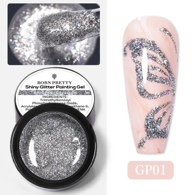 Born Pretty Shiny Glitter Silverrod Painting Gel GP01 (5ml)