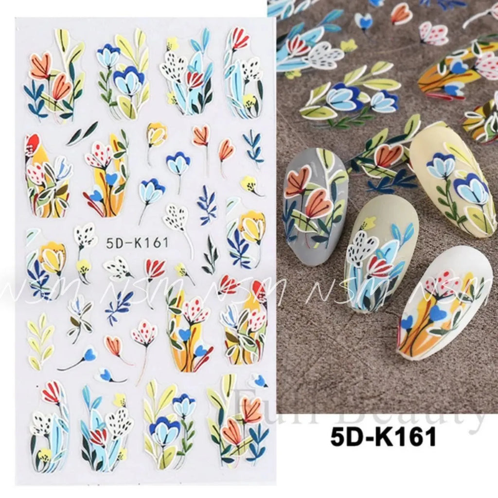 Multicolor Floral 5D Sticker Sheets