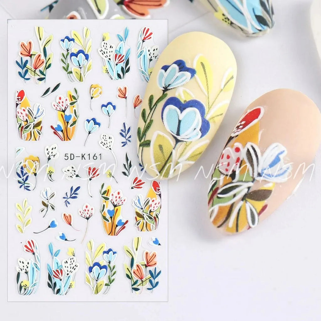 Multicolor Floral 5D Sticker Sheets