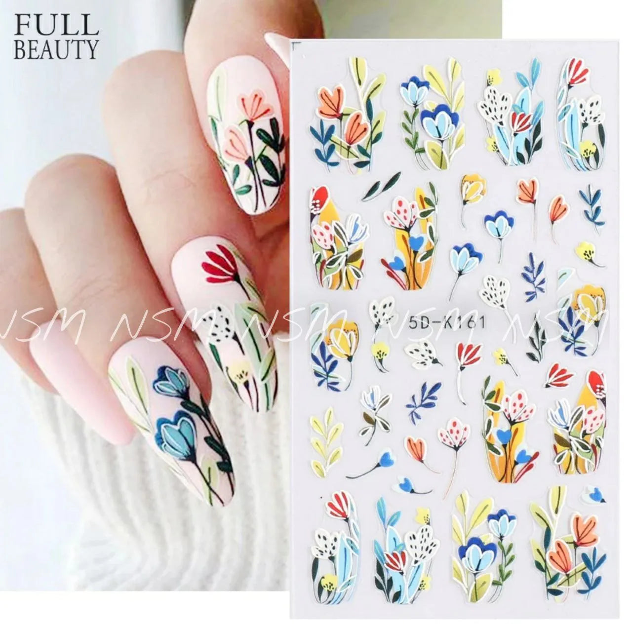 Multicolor Floral 5D Sticker Sheets