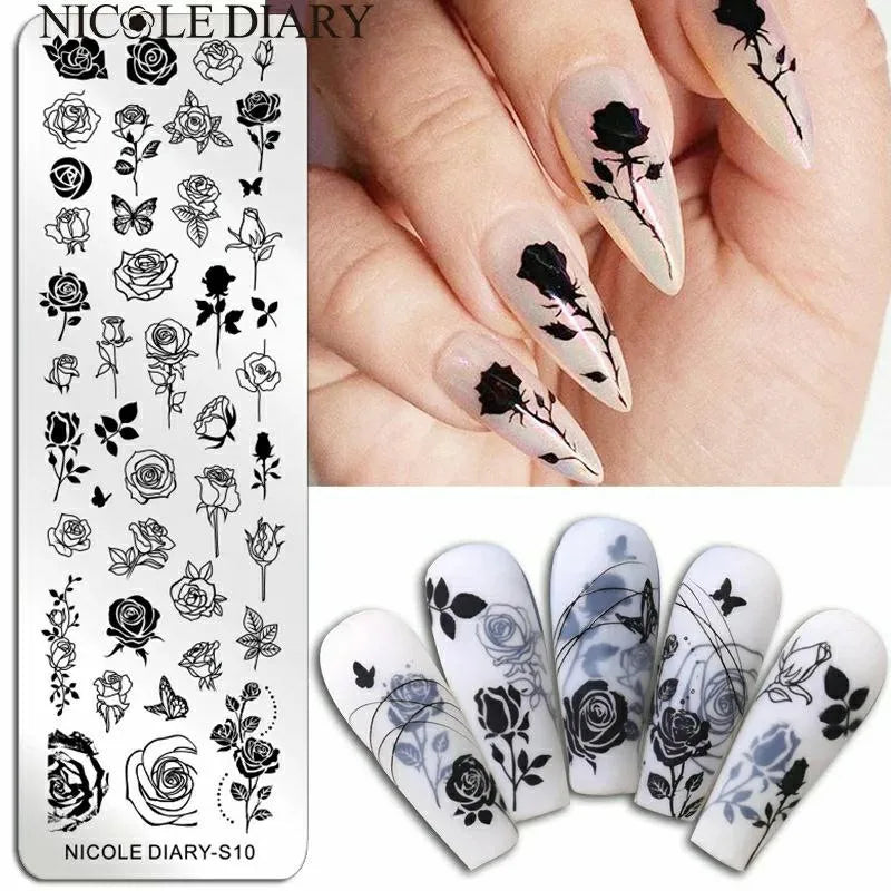 Rose Flower Stamping Plate By Nicole Diary (S10)