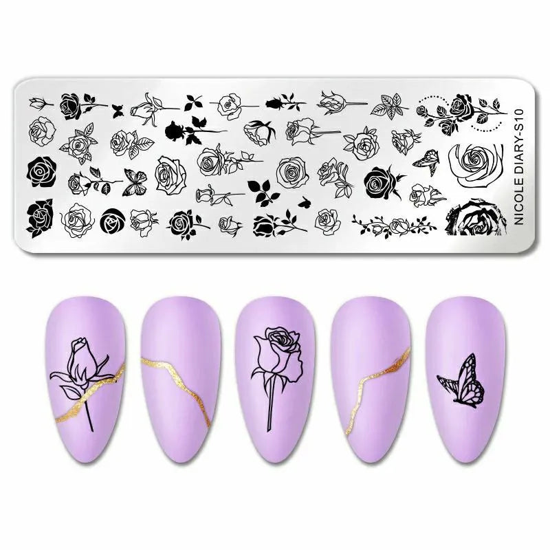 Rose Flower Stamping Plate By Nicole Diary (S10)