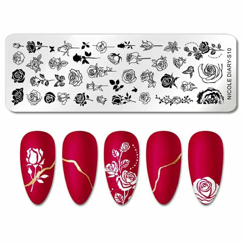 Rose Flower Stamping Plate By Nicole Diary (S10)