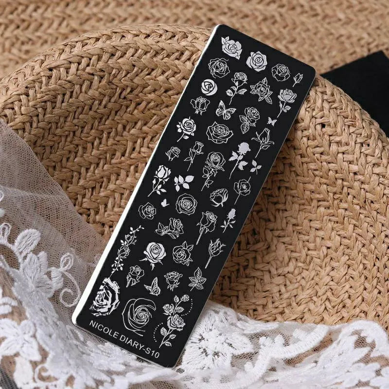 Rose Flower Stamping Plate By Nicole Diary (S10)