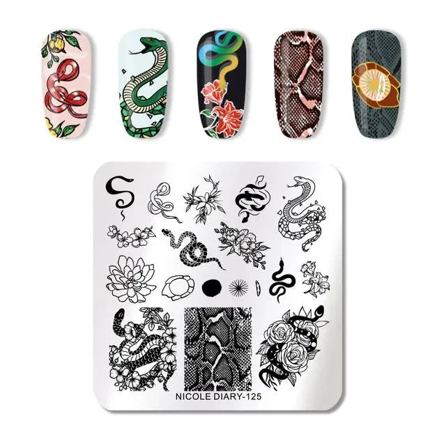 Snakes And Floral Stamping Plate By Nicole Diary (125)