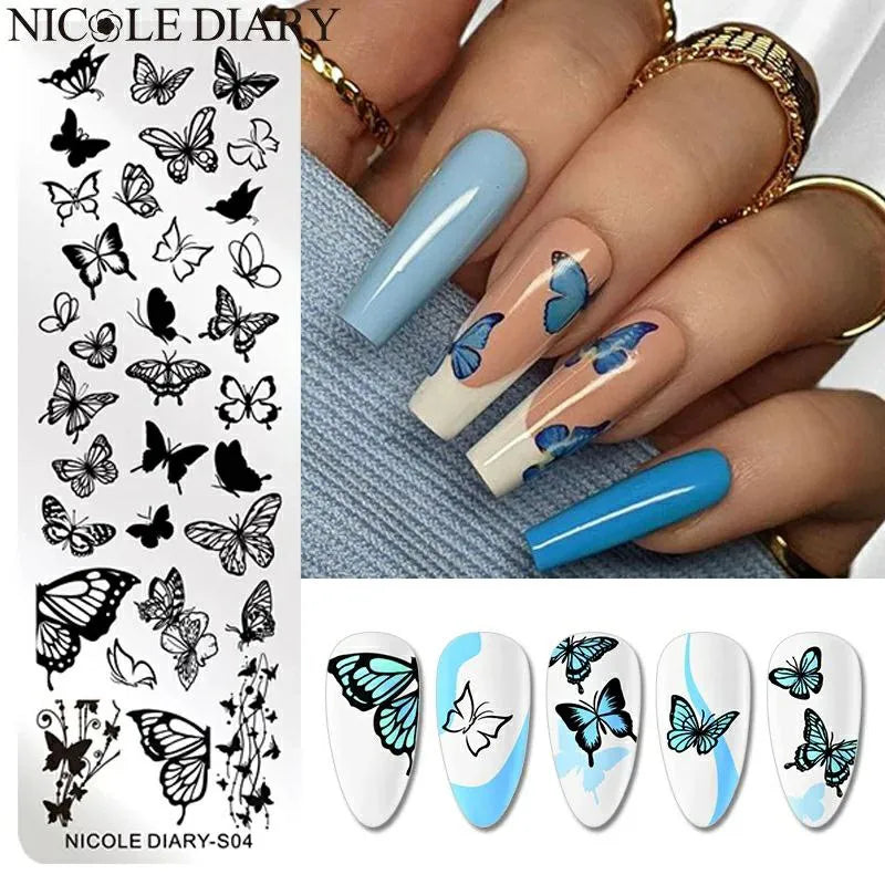 Butterfly Design Stamping Plate By Nicole Diary (S04)