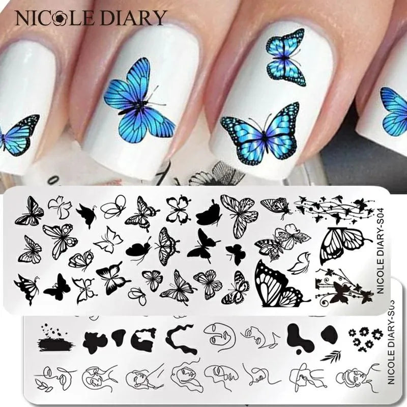Butterfly Design Stamping Plate By Nicole Diary (S04)