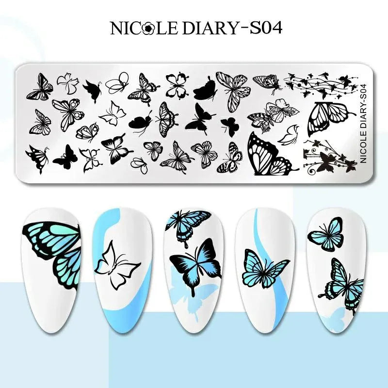 Butterfly Design Stamping Plate By Nicole Diary (S04)