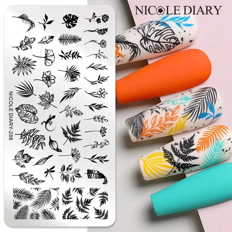 Leaves And Fern Stamping Plate By Nicole Diary (288)