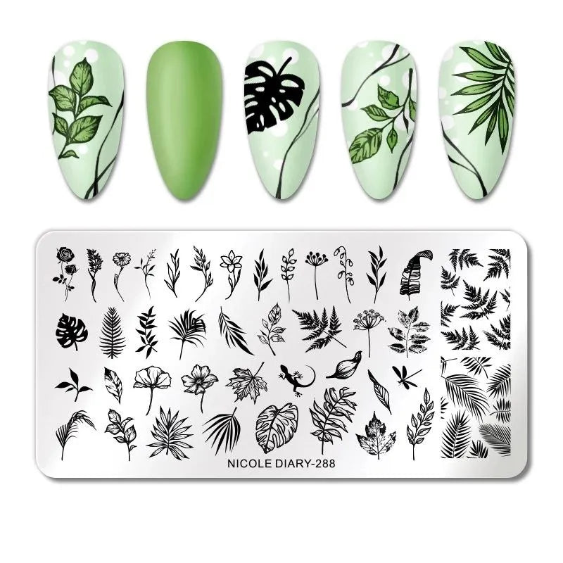 Leaves And Fern Stamping Plate By Nicole Diary (288)