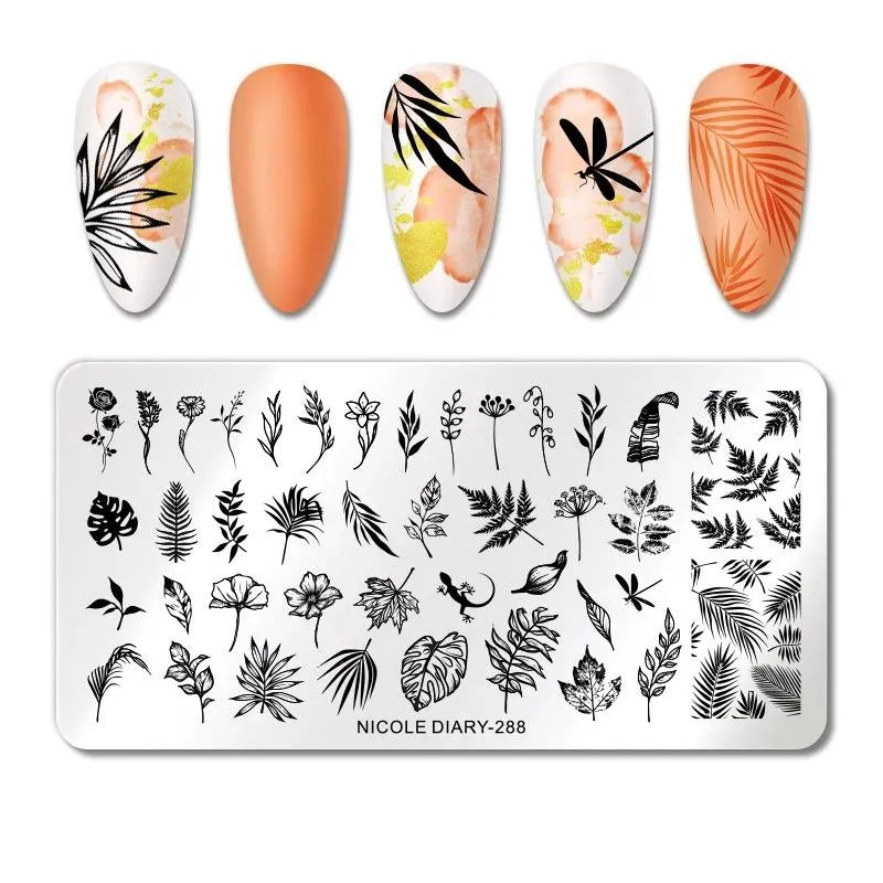 Leaves And Fern Stamping Plate By Nicole Diary (288)